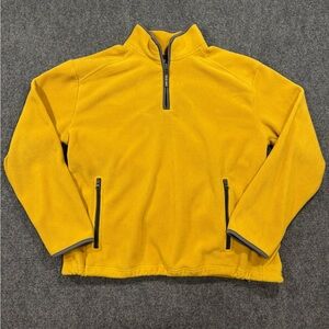 Vintage Style Old Navy 1/4 Zip Pullover Men’s L Yellow Pockets  Logo 1999 Retro